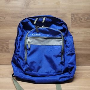 Vintage LL Bean Backpack Light Reflective Front Blue Multi Pocket